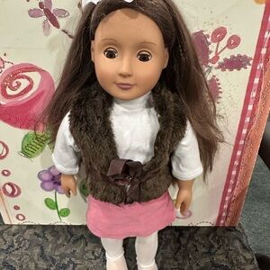 Stylish Doll with Pink Skirt and Brown Vest